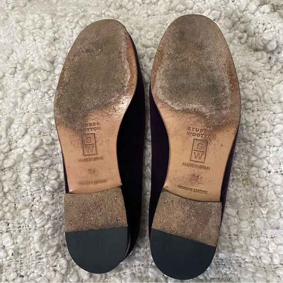 Stubbs & Wootton Purple Loafers with Gold Embroidery - Picture 6 of 8